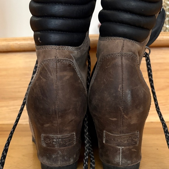 Sorel Dark Brown Lace-Up Wedge Boots - Picture 3 of 7